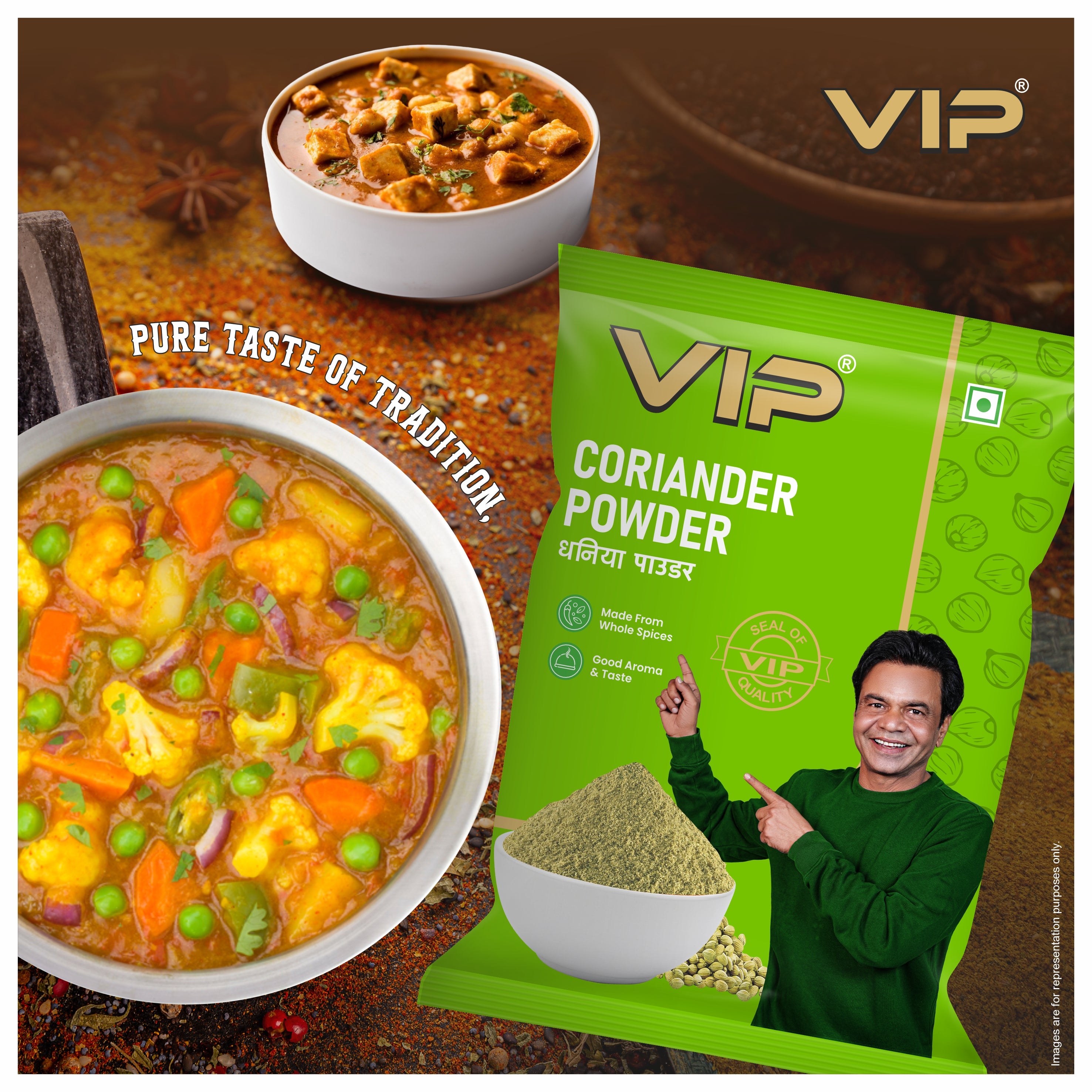 VIP Dhania Powder / Coriander Powder – Made from Premium Whole Coriander Seeds | 100% Pure, No Adulteration | Fresh Aroma & Mild Sweet Taste