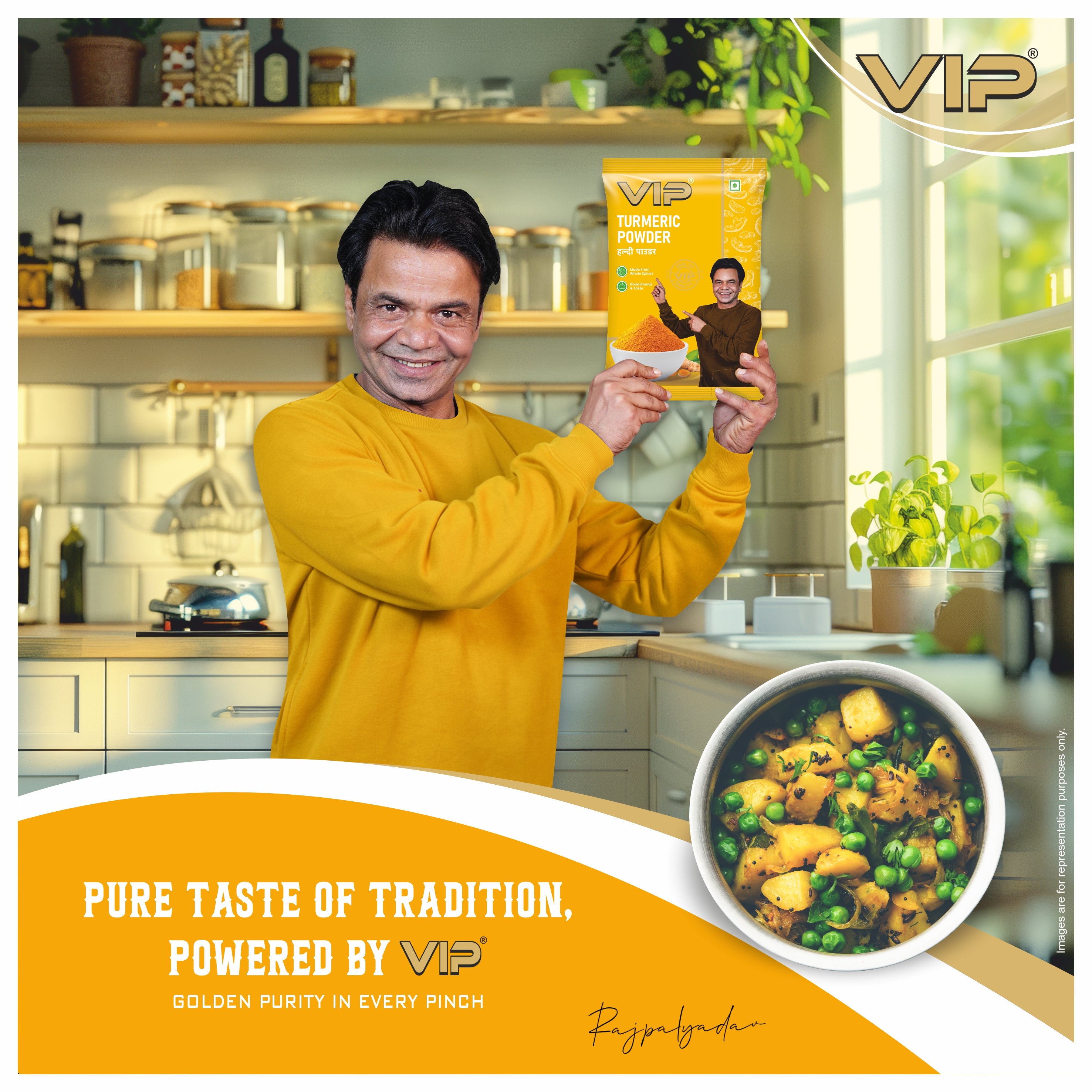 VIP Haldi Powder / Turmeric Powder – Made from Premium Turmeric Roots | 100% Pure, No Artificial Colour | Bright Golden Colour & Natural Aroma