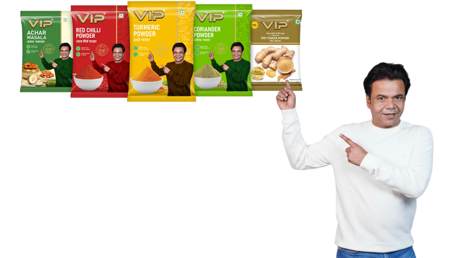 Rajpal Yadav with VIP Masala products
